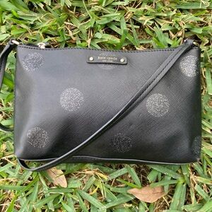 Kate Spade Black and Silver Polka Dot Crossbody Bag